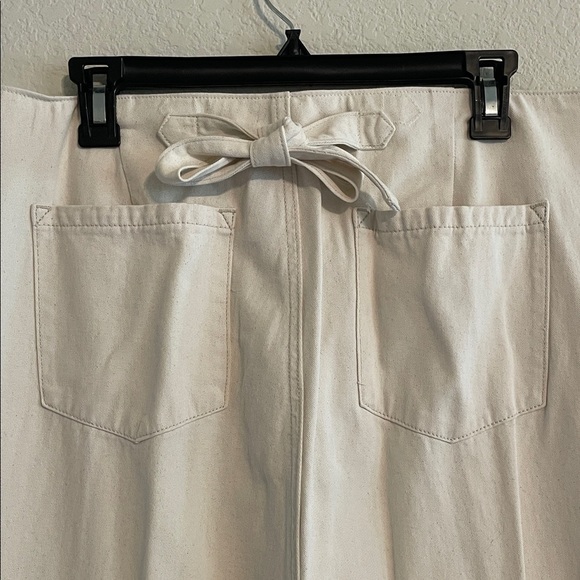 Cider Women Cream Wide Leg Pleated Pants XL Contemporary Coastal Bohemian Preppy - Picture 3 of 12